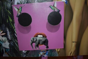 Curb eating Oliphant Canvas Art with unique imagery.