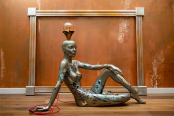 Mannequin home decor lamp with unique art inspired design side view