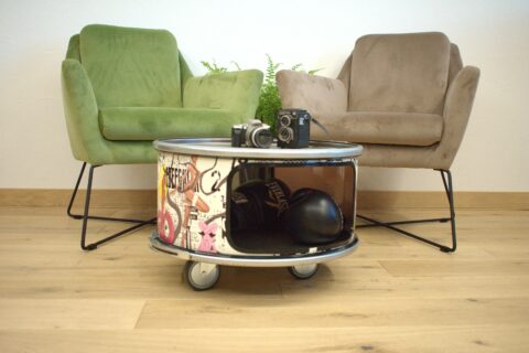 J/5_15 Home Decor Coffee Table made from upcycled oil barrel